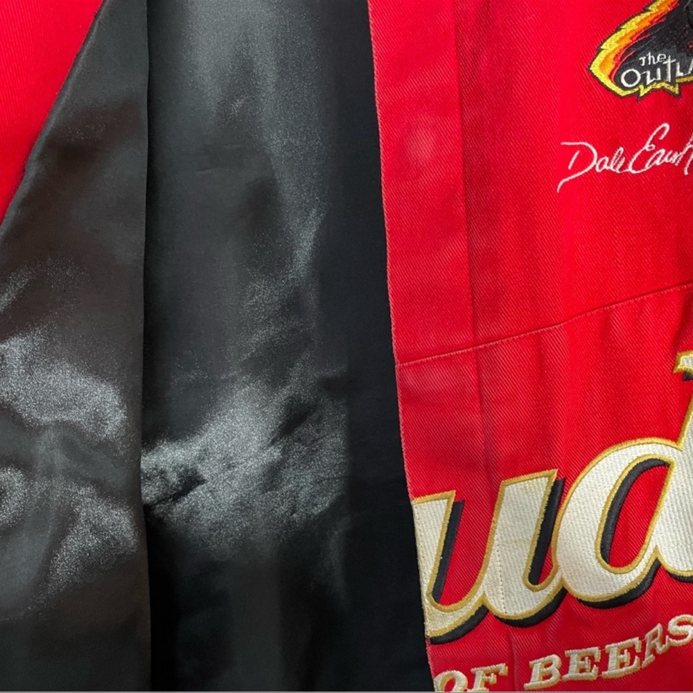 🏎️ VTG 90’s DALE EARNHARDT JR. WINSTON CUP BUDWEISER NASCAR RACING JACKET Men XL - Picture 8 of 14